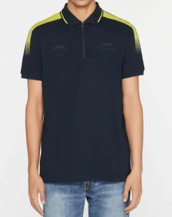 Polo Classic Fit Aston Martin Racing col zippé bleu marine-Hackett London Discount