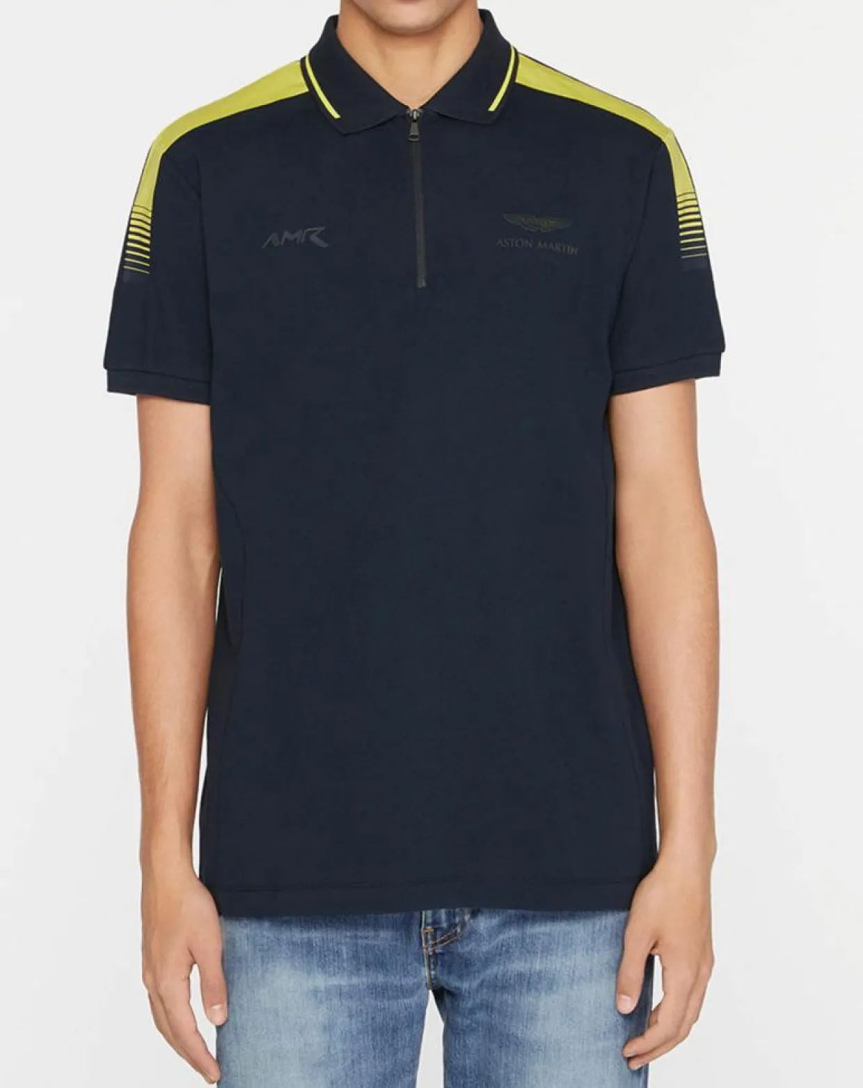 Polo Classic Fit Aston Martin Racing col zippé bleu marine-Hackett London Discount
