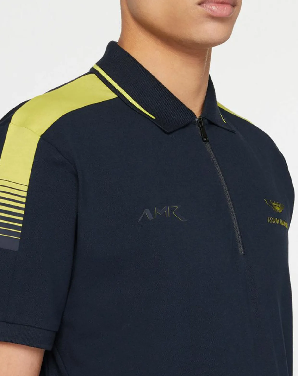 Polo Classic Fit Aston Martin Racing col zippé bleu marine-Hackett London Discount