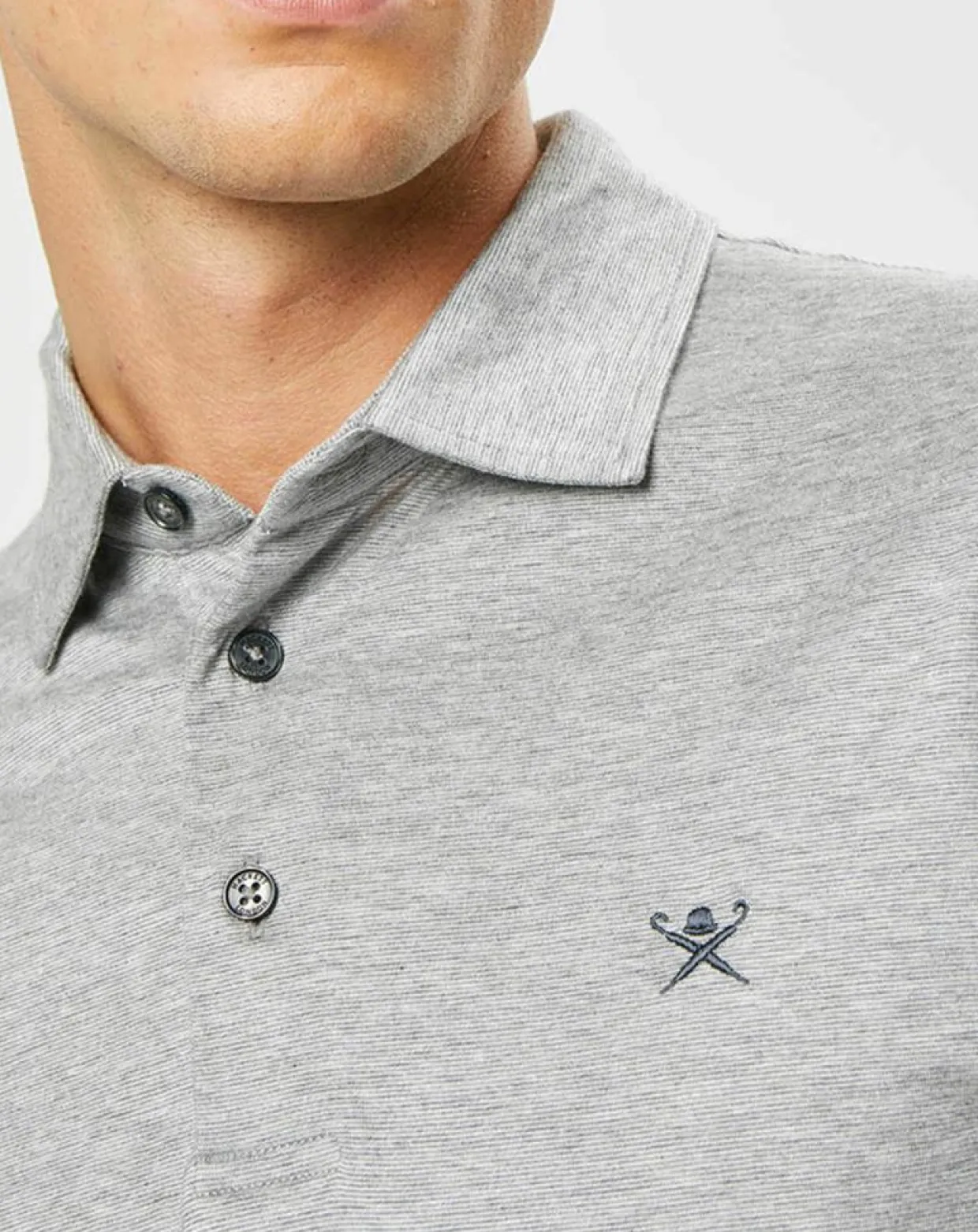 Polo Classic Fit Mercerise gris-Hackett London Outlet