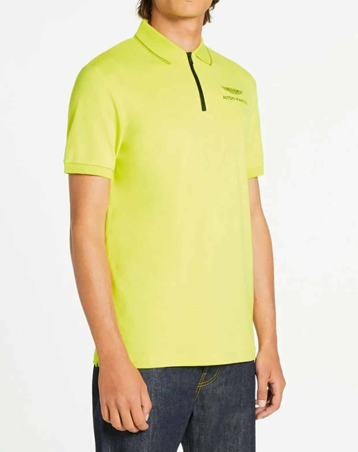Homme Hackett London Polos^Polo col zippé Aston Martin Racing jaune