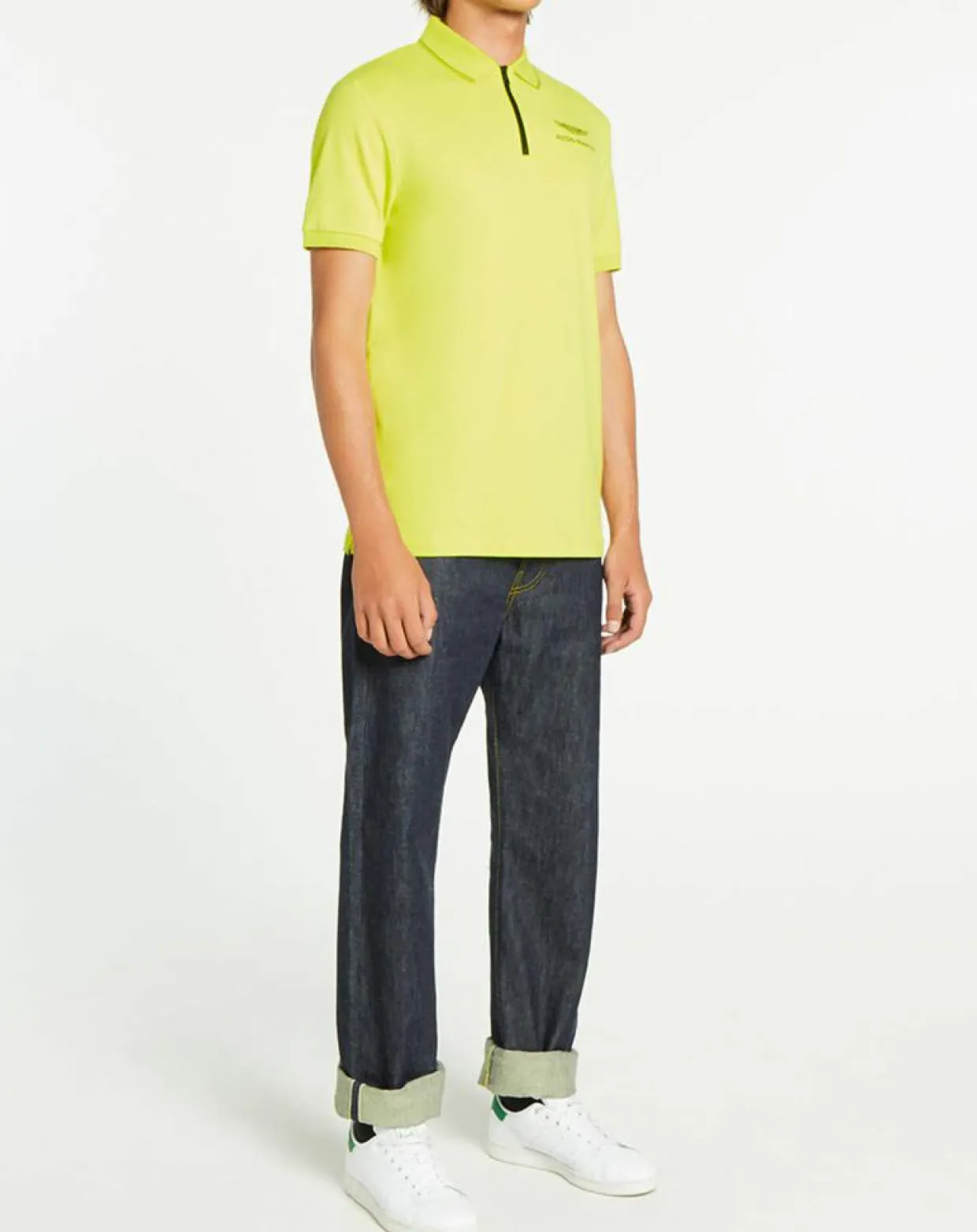 Homme Hackett London Polos^Polo col zippé Aston Martin Racing jaune