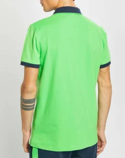 Homme Hackett London Polos^Polo Droit Multi Patch Aston Martin Racing bleu/blanc/vert fluo