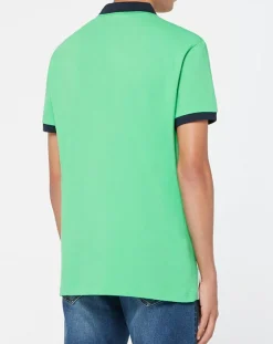 Homme Hackett London Polos^Polo Droit Multi Patch Aston Martin Racing bleu/blanc/vert fluo