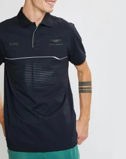 Homme Hackett London Polos^Polo en jersey Regular Fit rayé Aston Martin Racing noir