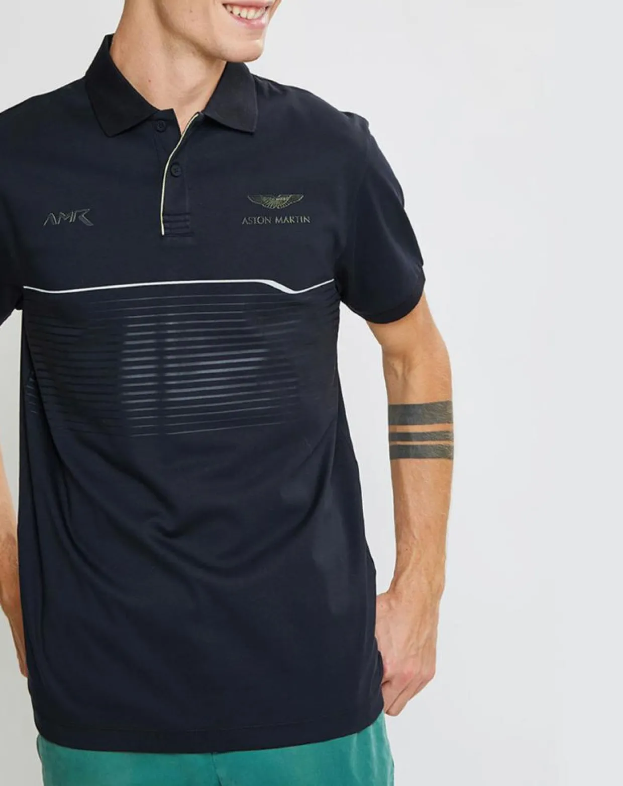 Homme Hackett London Polos^Polo en jersey Regular Fit rayé Aston Martin Racing noir