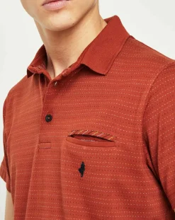 Homme MCS Polos^Polo en maille piquée jacquard rouille