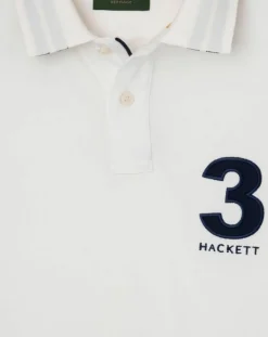 Homme Hackett London Polos^Polo manches courtes Héritage Numéro écru