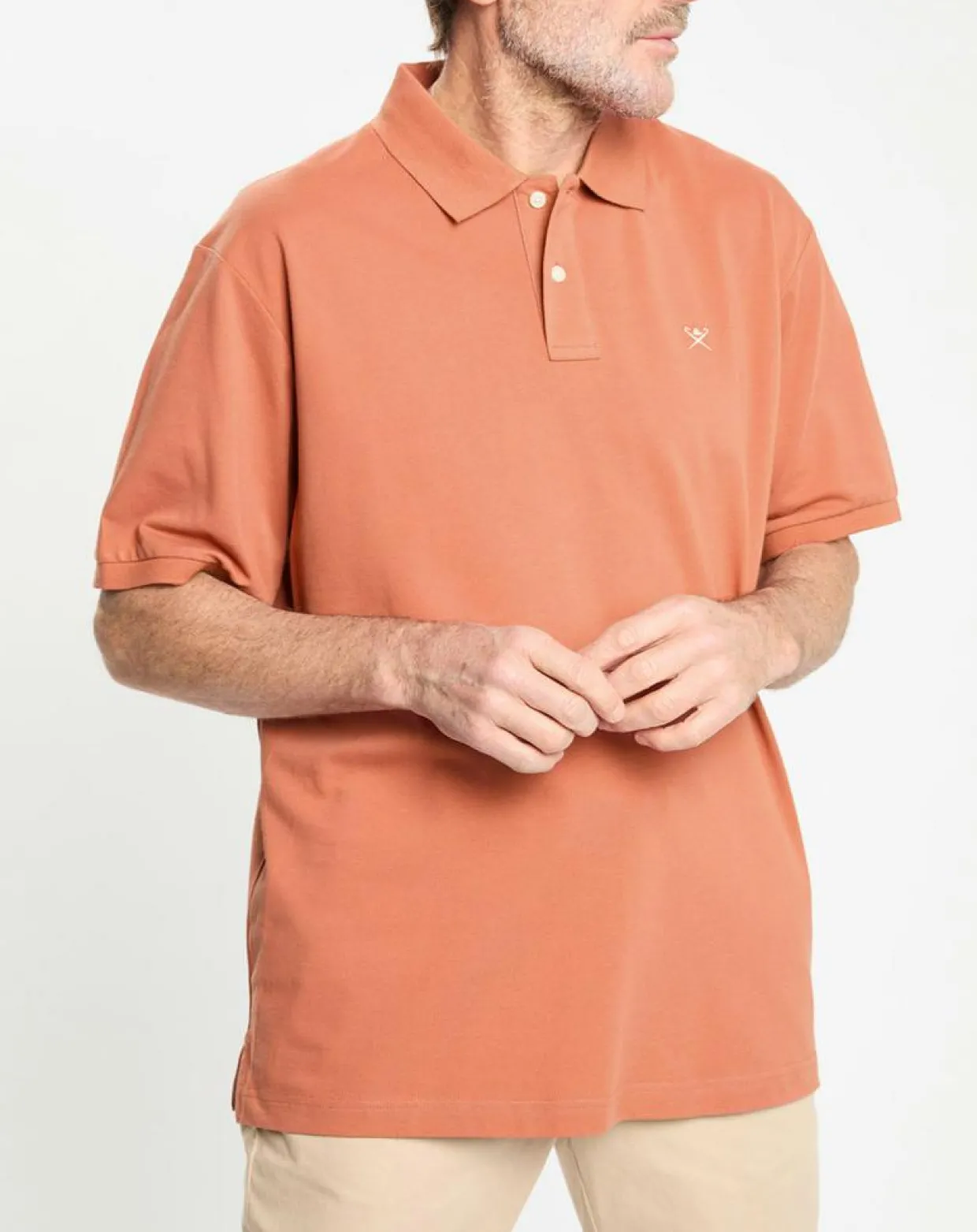 Polo manches courtes uni piqué orange moyen-Hackett London
