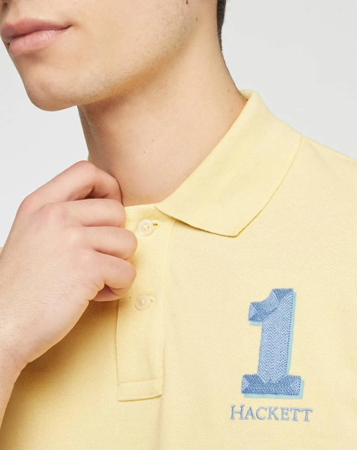Homme Hackett London Polos^Polo Numéro 1 jaune clair
