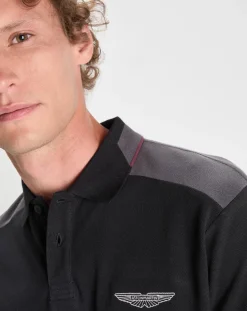Polo Regular Fit Aston Martin Racing Colorblok noir/gris-Hackett London Sale