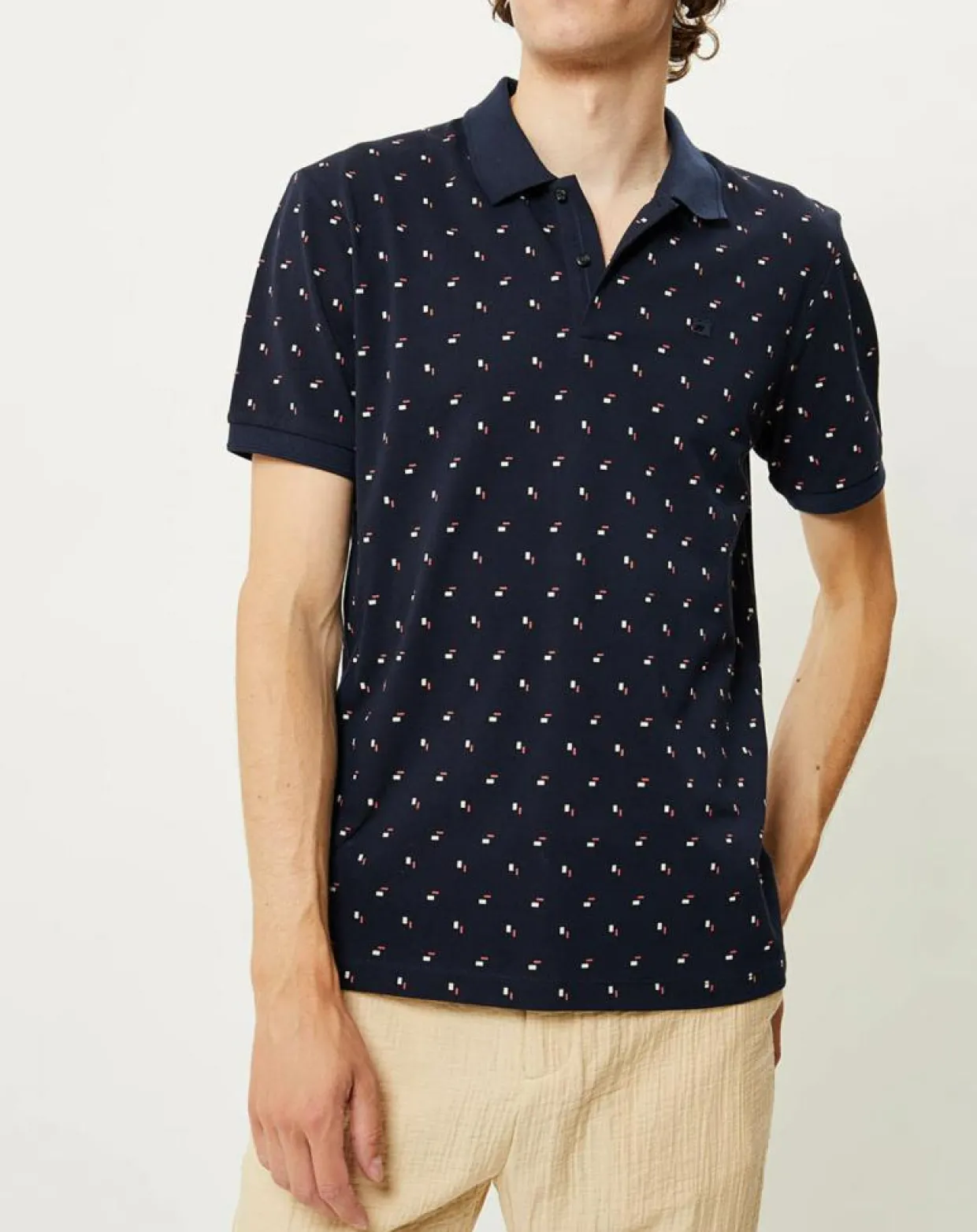 Polo Regular Fit imprimé Square bleu marine-Scotch & Soda Clearance