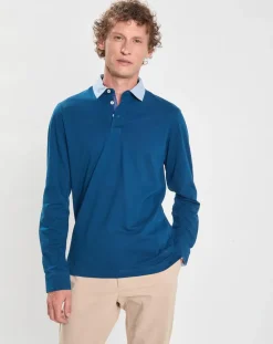 Homme Hackett London Polos^Polo Regular Fit manches longues bleu