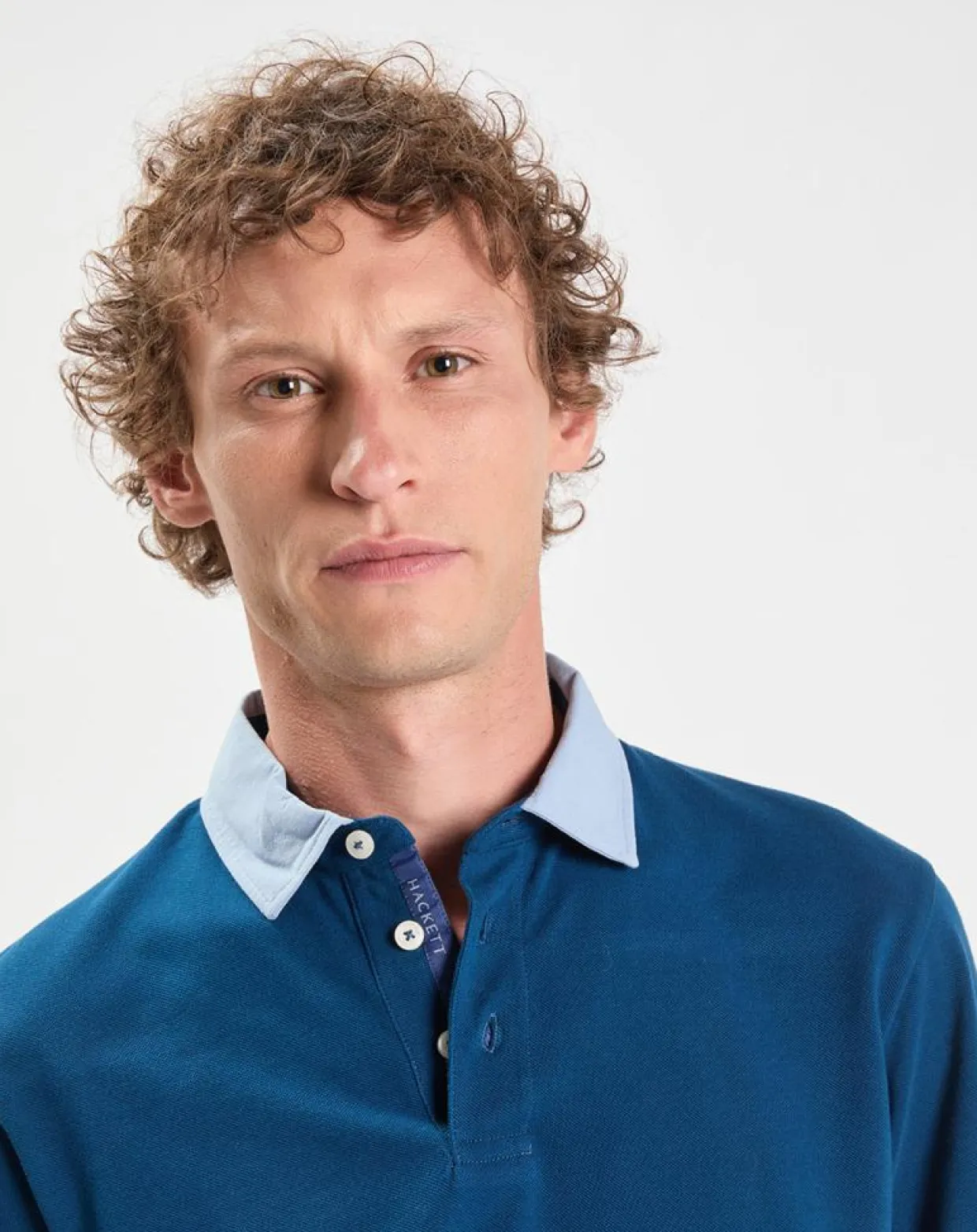 Homme Hackett London Polos^Polo Regular Fit manches longues bleu