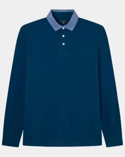 Homme Hackett London Polos^Polo Regular Fit manches longues bleu