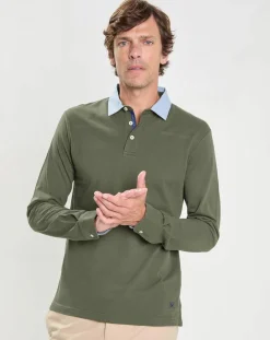 Polo Regular Fit manches longues kaki-Hackett London Outlet