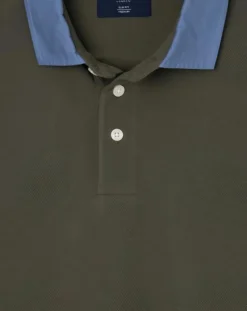 Polo Regular Fit manches longues kaki-Hackett London Outlet
