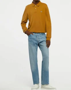 Homme Gant Polos^Polo Regular Fit manches longues uni piqué marron moyen