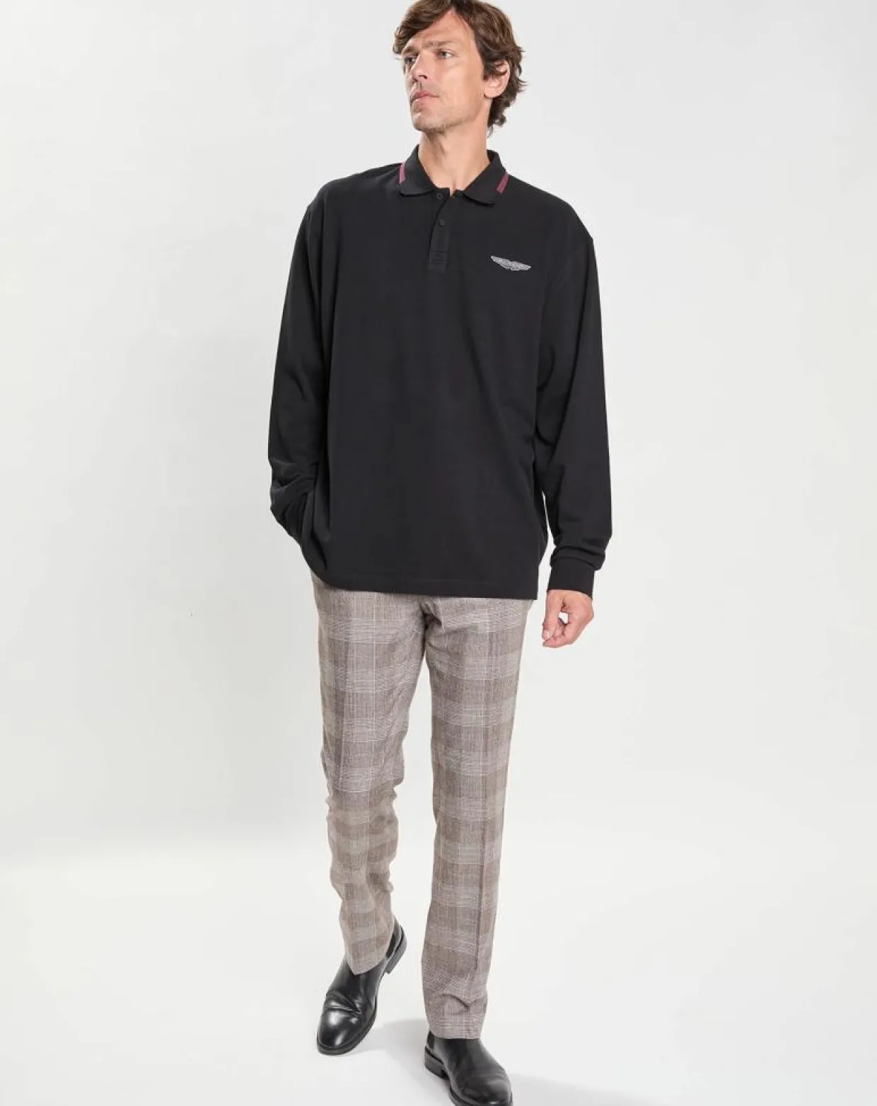 Polo Regular Fit manches longues Aston Martin Racing noir-Hackett London Outlet