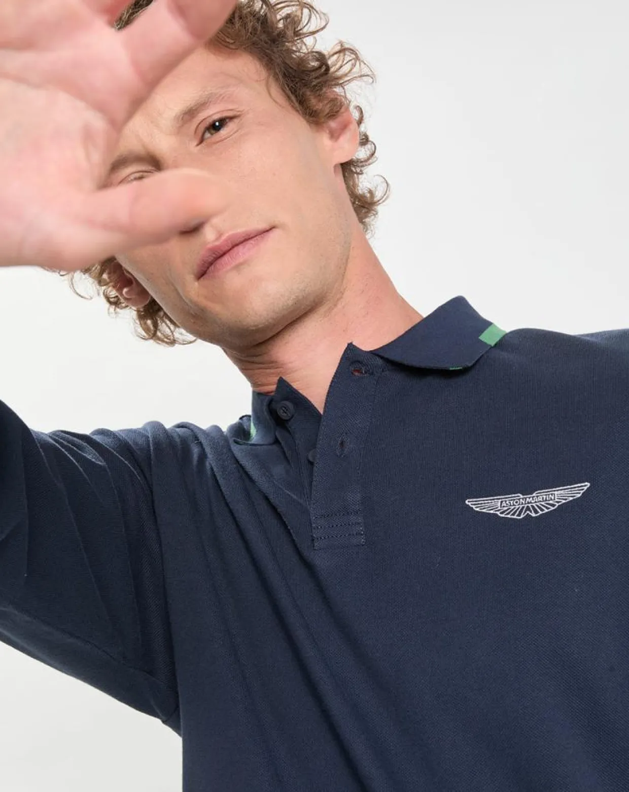 Polo Regular Fit manches longues Aston Martin Racing bleu foncé-Hackett London Discount