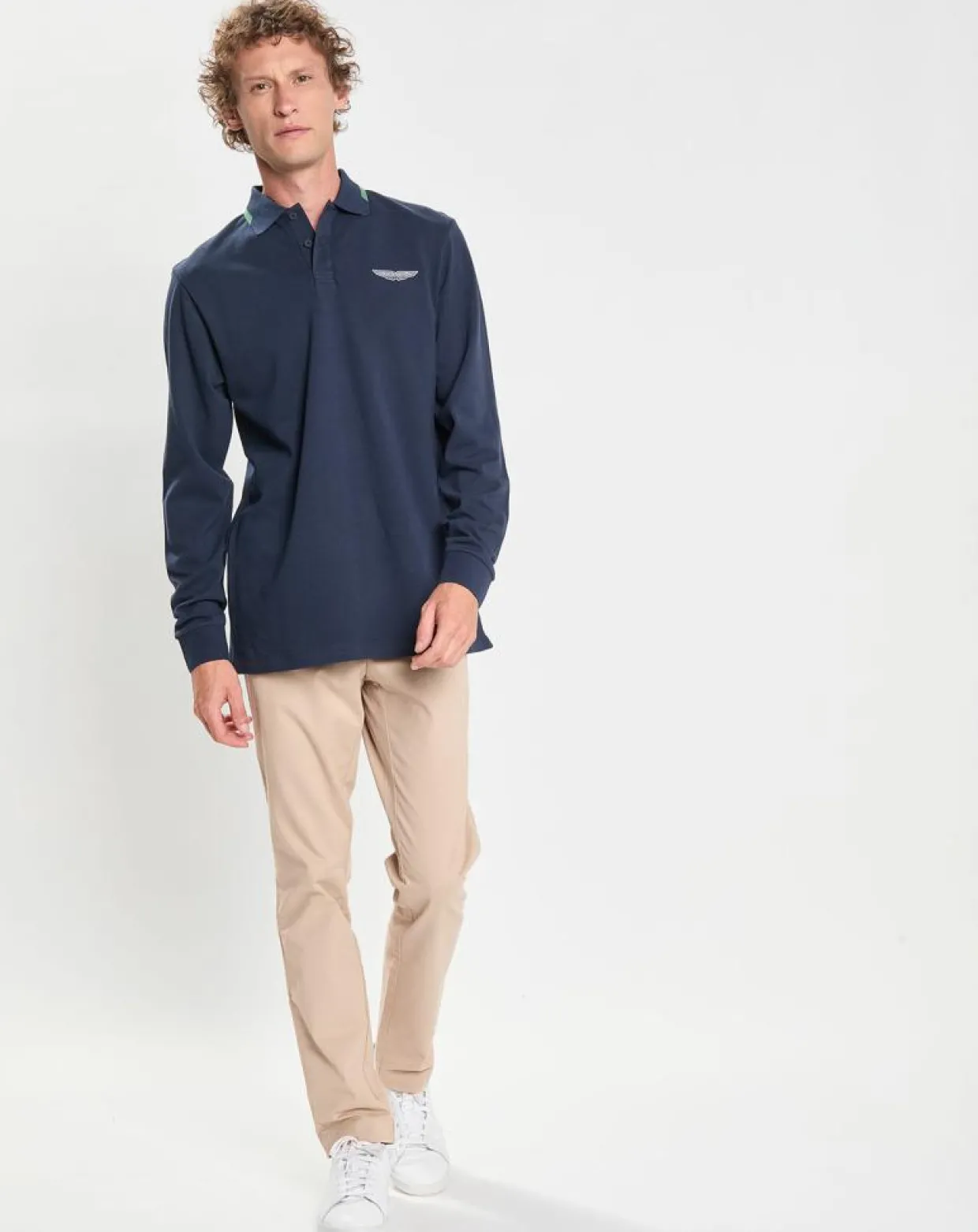 Polo Regular Fit manches longues Aston Martin Racing bleu foncé-Hackett London Discount