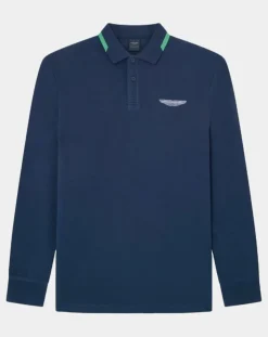 Polo Regular Fit manches longues Aston Martin Racing bleu foncé-Hackett London Discount