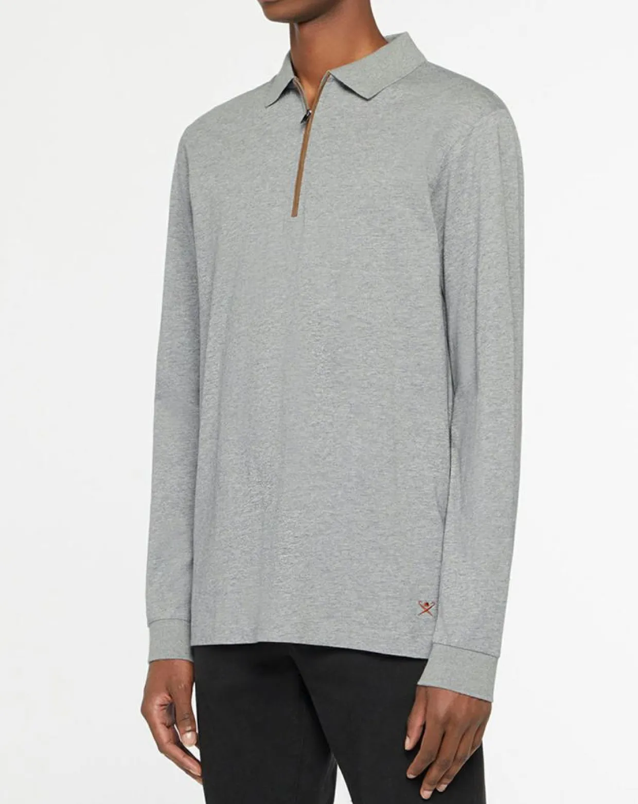 Polo Regular Fit zippé gris moyen-Hackett London Best