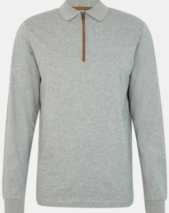 Polo Regular Fit zippé gris moyen-Hackett London Best