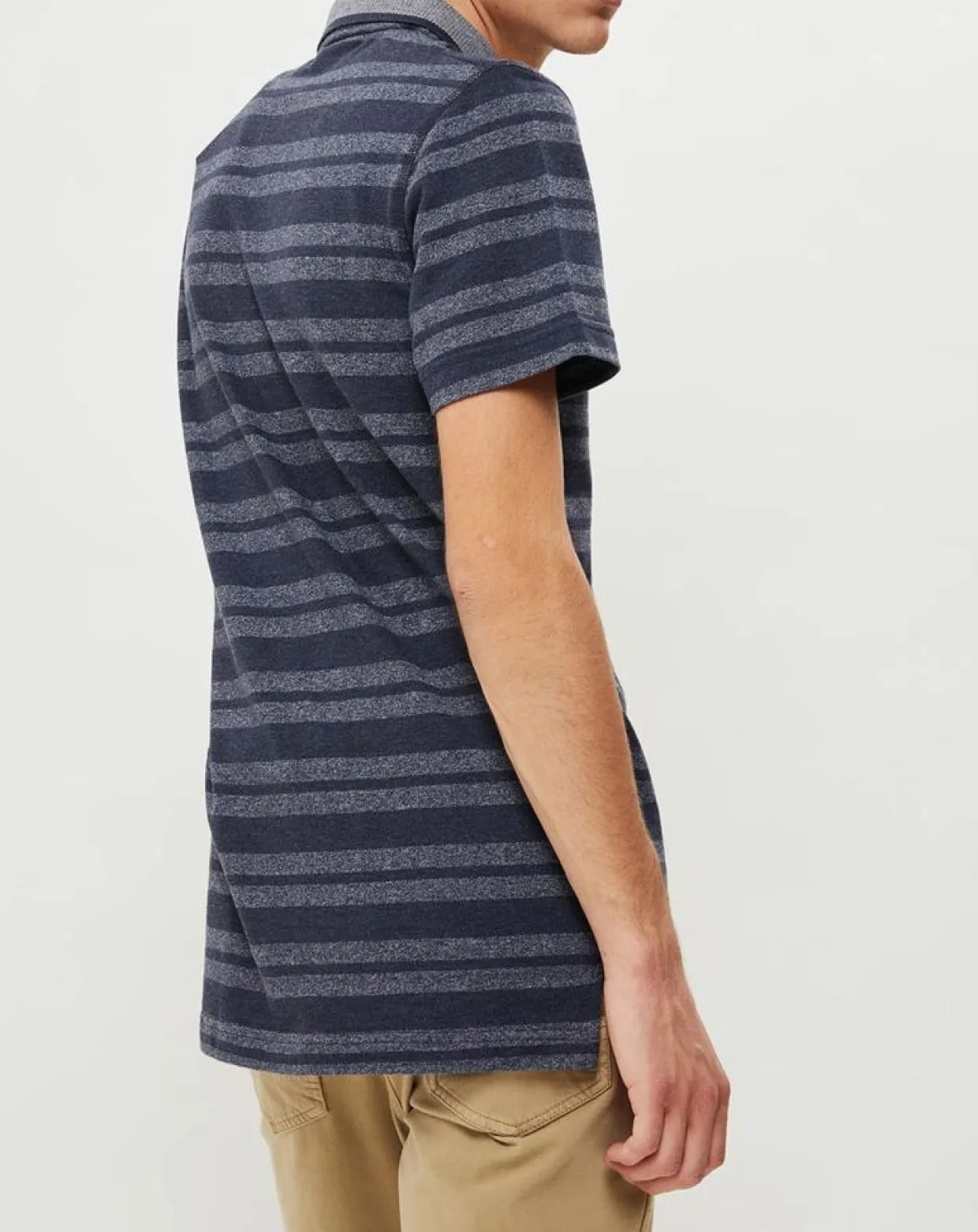 Homme Quiksilver Polos^Polo Remember When rayures bleu foncé/bleu gris