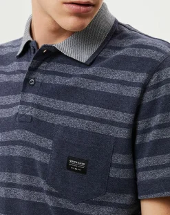 Homme Quiksilver Polos^Polo Remember When rayures bleu foncé/bleu gris