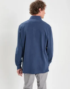 Polo Slim Fit en Jersey Rugby bleu-Hackett London