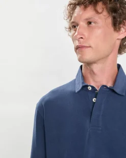 Polo Slim Fit en Jersey Rugby bleu-Hackett London