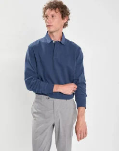 Polo Slim Fit en Jersey Rugby bleu-Hackett London
