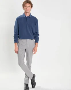 Polo Slim Fit en Jersey Rugby bleu-Hackett London