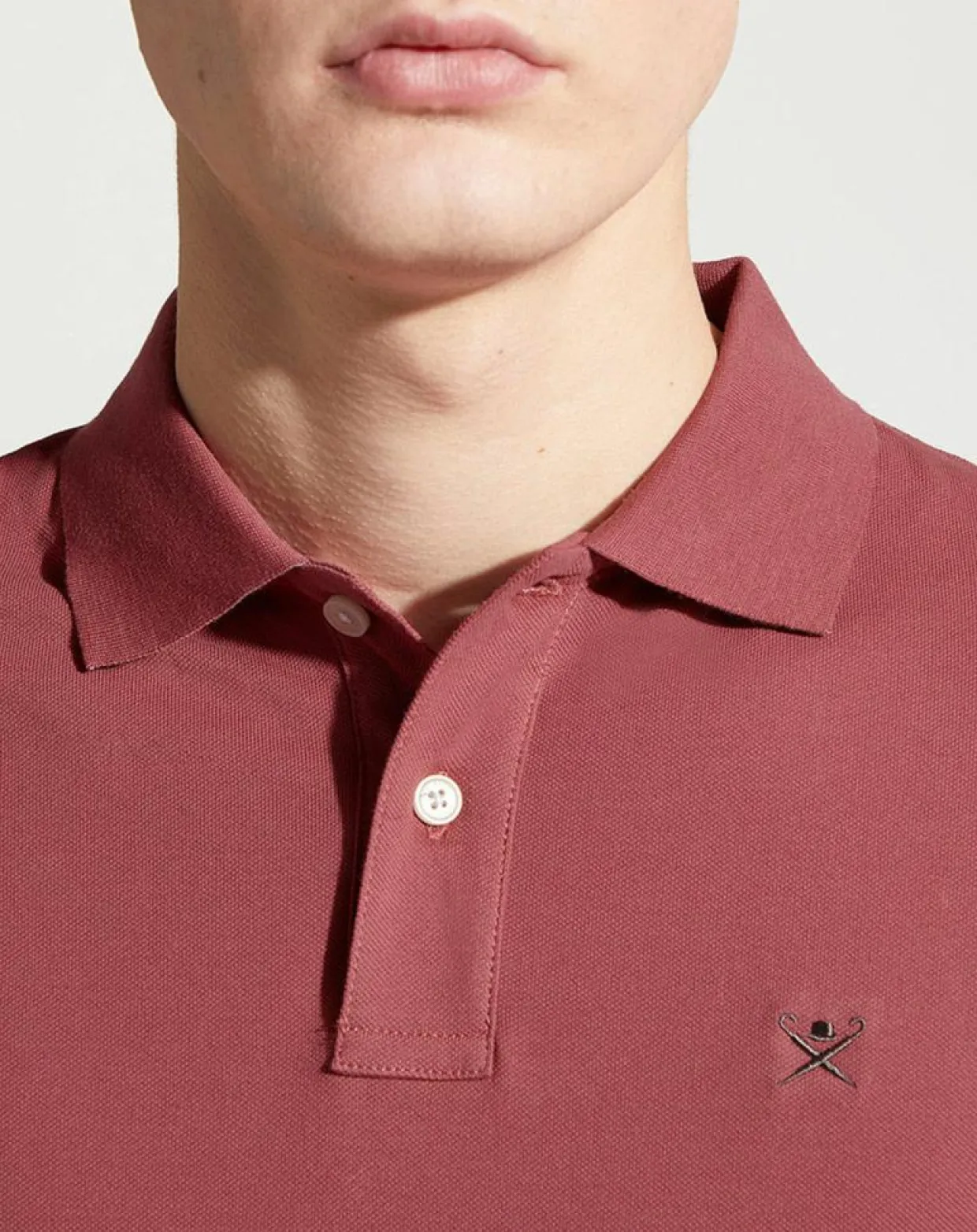 Polo Slim Fit manches courtes uni piqué rouge-Hackett London Clearance