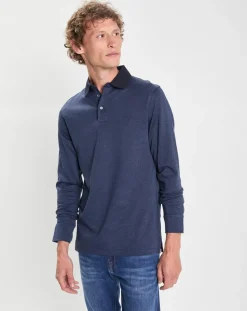 Polo Slim Fit Mercerisé à chevrons bleu-Hackett London Outlet