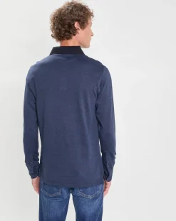 Polo Slim Fit Mercerisé à chevrons bleu-Hackett London Outlet