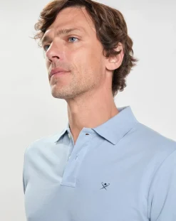 Homme Hackett London Polos^Polo Slim Fit uni Piqué bleu ciel