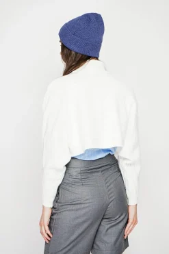 Femme C&Jo Pulls^Poncho court col roulé naturel