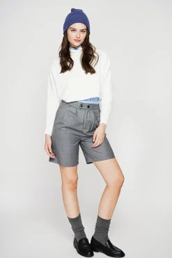 Femme C&Jo Pulls^Poncho court col roulé naturel