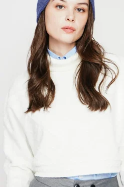 Femme C&Jo Pulls^Poncho court col roulé naturel