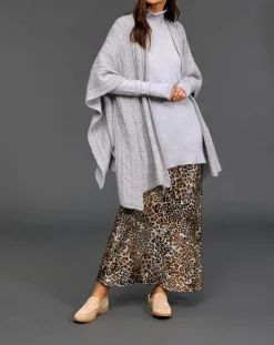 Poncho en Laine & Cachemire Roca gris-Lauren Vidal Outlet