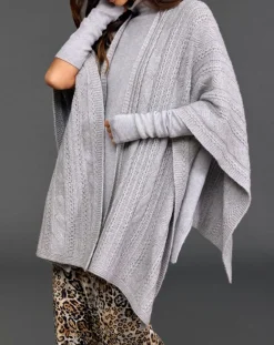 Poncho en Laine & Cachemire Roca gris-Lauren Vidal Outlet