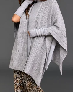 Poncho en Laine & Cachemire Roca gris-Lauren Vidal Outlet