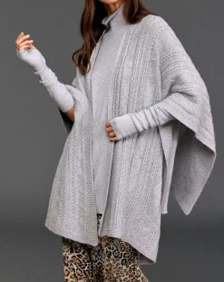 Poncho en Laine & Cachemire Roca gris-Lauren Vidal Outlet
