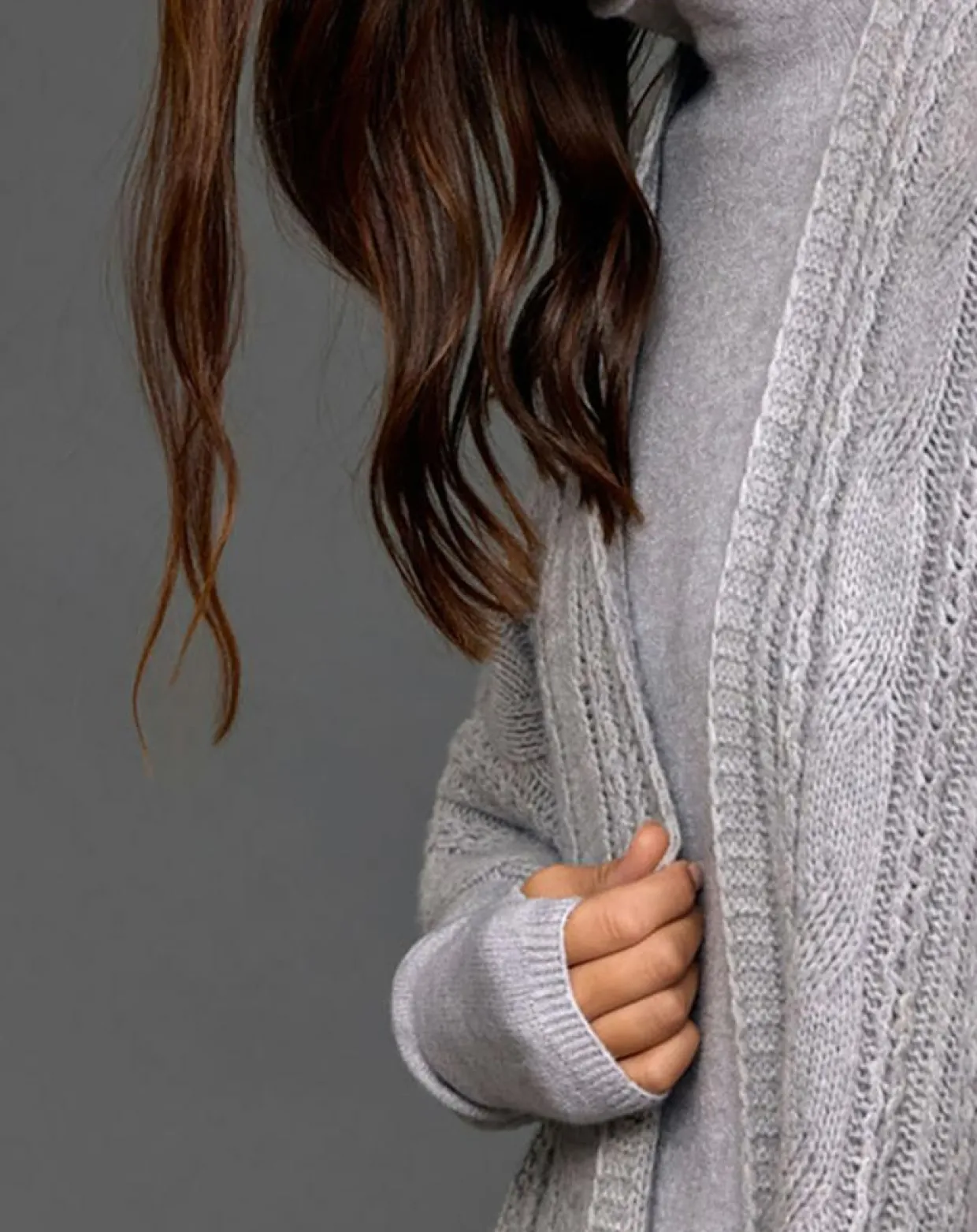 Poncho en Laine & Cachemire Roca gris-Lauren Vidal Outlet