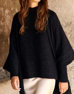 Femme Lauren Vidal Gilets Et Cardigans^Poncho en Laine & Cachemire Roca noir
