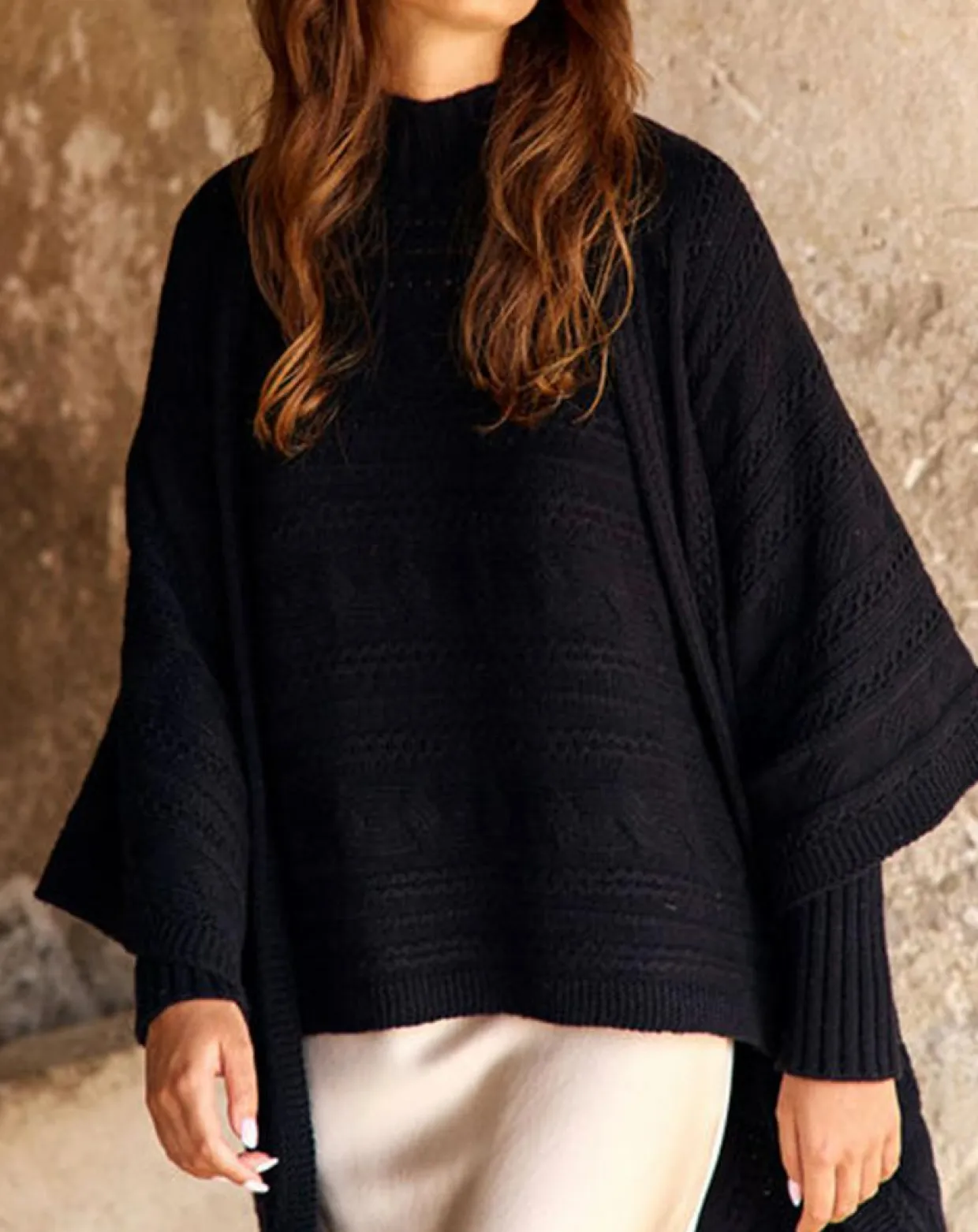 Femme Lauren Vidal Gilets Et Cardigans^Poncho en Laine & Cachemire Roca noir