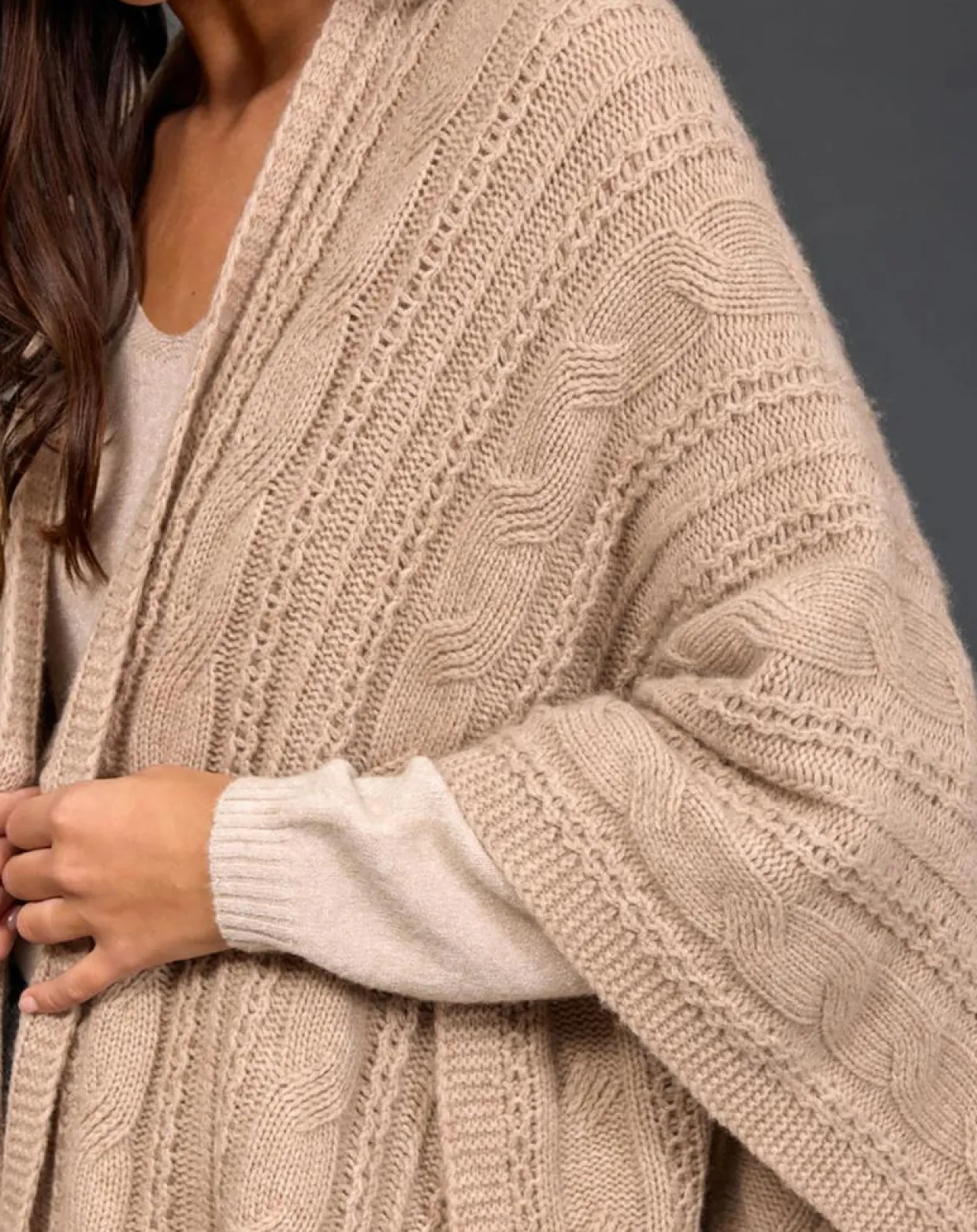 Femme Lauren Vidal Gilets Et Cardigans^Poncho en Laine & Cachemire Roca sable