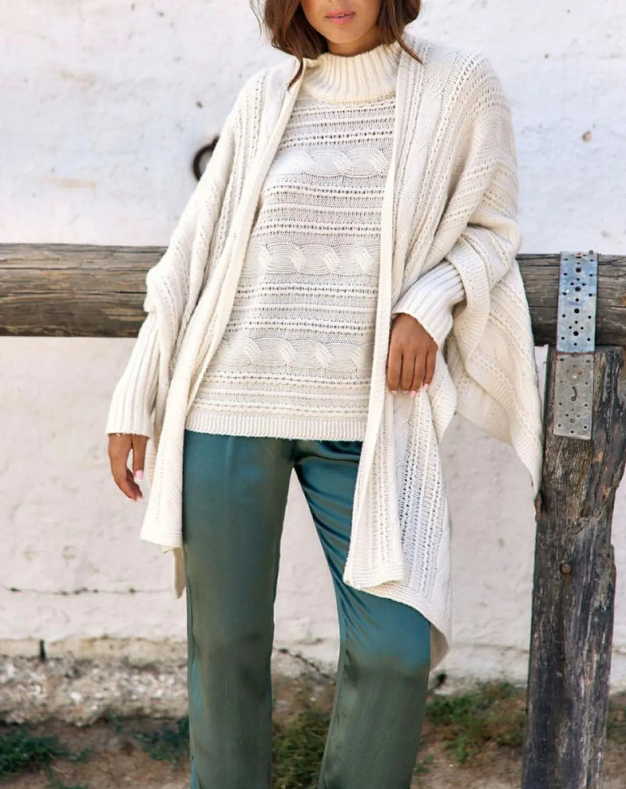 Femme Lauren Vidal Gilets Et Cardigans^Poncho en Laine & Cachemire Roca crème